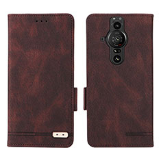 Custodia Portafoglio In Pelle Cover con Supporto L07Z per Sony Xperia PRO-I Marrone