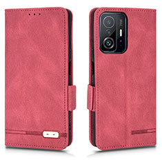 Custodia Portafoglio In Pelle Cover con Supporto L07Z per Xiaomi Mi 11T Pro 5G Rosso