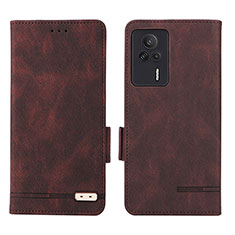 Custodia Portafoglio In Pelle Cover con Supporto L07Z per Xiaomi Redmi K60E 5G Marrone