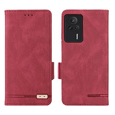 Custodia Portafoglio In Pelle Cover con Supporto L07Z per Xiaomi Redmi K60E 5G Rosso