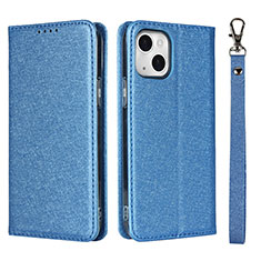 Custodia Portafoglio In Pelle Cover con Supporto L08 per Apple iPhone 13 Mini Blu