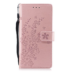 Custodia Portafoglio In Pelle Cover con Supporto L08 per Huawei P20 Oro Rosa