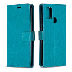 Custodia Portafoglio In Pelle Cover con Supporto L08 per Samsung Galaxy A21s Cielo Blu