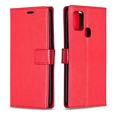 Custodia Portafoglio In Pelle Cover con Supporto L08 per Samsung Galaxy A21s Rosso