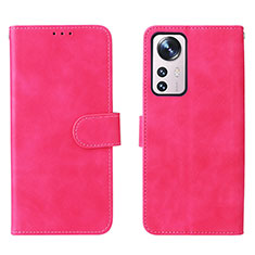 Custodia Portafoglio In Pelle Cover con Supporto L08 per Xiaomi Mi 12 Pro 5G Rosa Caldo