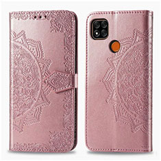 Custodia Portafoglio In Pelle Cover con Supporto L08 per Xiaomi Redmi 10A 4G Oro Rosa