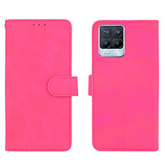 Custodia Portafoglio In Pelle Cover con Supporto L08Z per Realme 8 Pro Rosa Caldo