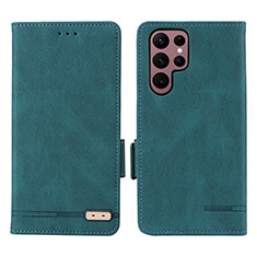 Custodia Portafoglio In Pelle Cover con Supporto L08Z per Samsung Galaxy S22 Ultra 5G Verde