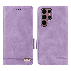 Custodia Portafoglio In Pelle Cover con Supporto L08Z per Samsung Galaxy S22 Ultra 5G Viola