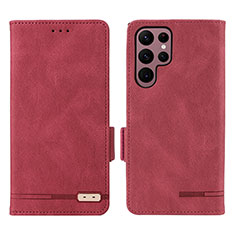 Custodia Portafoglio In Pelle Cover con Supporto L08Z per Samsung Galaxy S24 Ultra 5G Rosso