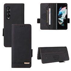 Custodia Portafoglio In Pelle Cover con Supporto L08Z per Samsung Galaxy Z Fold3 5G Nero