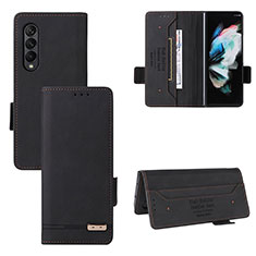 Custodia Portafoglio In Pelle Cover con Supporto L08Z per Samsung Galaxy Z Fold4 5G Nero