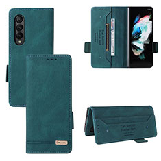 Custodia Portafoglio In Pelle Cover con Supporto L08Z per Samsung Galaxy Z Fold4 5G Verde