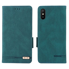 Custodia Portafoglio In Pelle Cover con Supporto L08Z per Xiaomi Redmi 9AT Verde