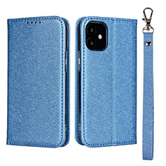 Custodia Portafoglio In Pelle Cover con Supporto L09 per Apple iPhone 12 Mini Cielo Blu