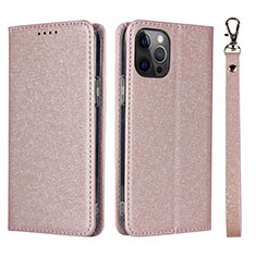 Custodia Portafoglio In Pelle Cover con Supporto L09 per Apple iPhone 12 Pro Oro Rosa