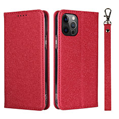 Custodia Portafoglio In Pelle Cover con Supporto L09 per Apple iPhone 12 Pro Rosso