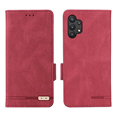 Custodia Portafoglio In Pelle Cover con Supporto L09Z per Samsung Galaxy A32 5G Rosso