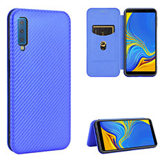 Custodia Portafoglio In Pelle Cover con Supporto L09Z per Samsung Galaxy A7 (2018) A750 Blu