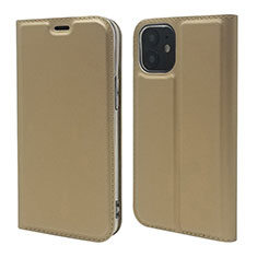 Custodia Portafoglio In Pelle Cover con Supporto L10 per Apple iPhone 12 Mini Oro