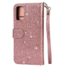 Custodia Portafoglio In Pelle Cover con Supporto L10 per Samsung Galaxy S20 Plus Oro Rosa