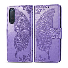 Custodia Portafoglio In Pelle Cover con Supporto L10 per Sony Xperia 5 II Lavanda