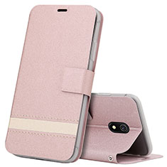 Custodia Portafoglio In Pelle Cover con Supporto L10 per Xiaomi Redmi 8A Oro Rosa