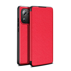 Custodia Portafoglio In Pelle Cover con Supporto L11 per Xiaomi Mi 11 Pro 5G Rosso