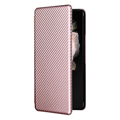 Custodia Portafoglio In Pelle Cover con Supporto L11Z per Samsung Galaxy Z Fold3 5G Oro Rosa