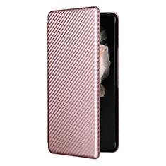 Custodia Portafoglio In Pelle Cover con Supporto L11Z per Samsung Galaxy Z Fold4 5G Oro Rosa