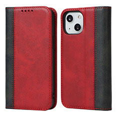 Custodia Portafoglio In Pelle Cover con Supporto L12 per Apple iPhone 13 Mini Rosso