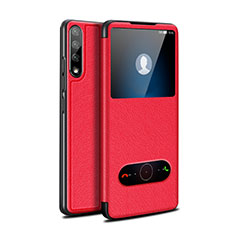 Custodia Portafoglio In Pelle Cover con Supporto L12 per Huawei Enjoy 10S Rosso