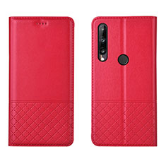 Custodia Portafoglio In Pelle Cover con Supporto L12 per Huawei Honor 9C Rosso