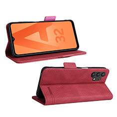Custodia Portafoglio In Pelle Cover con Supporto L12Z per Samsung Galaxy A32 5G Rosso