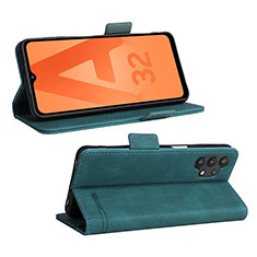 Custodia Portafoglio In Pelle Cover con Supporto L12Z per Samsung Galaxy M32 5G Verde