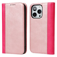 Custodia Portafoglio In Pelle Cover con Supporto L13 per Apple iPhone 13 Pro Max Oro Rosa