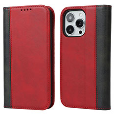 Custodia Portafoglio In Pelle Cover con Supporto L13 per Apple iPhone 13 Pro Rosso