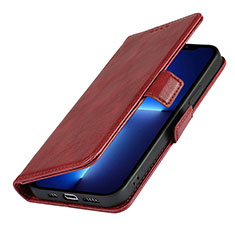 Custodia Portafoglio In Pelle Cover con Supporto L15 per Apple iPhone 13 Mini Rosso