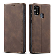 Custodia Portafoglio In Pelle Cover con Supporto L15 per Samsung Galaxy M31 Prime Edition Marrone