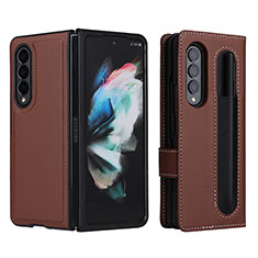 Custodia Portafoglio In Pelle Cover con Supporto L15Z per Samsung Galaxy Z Fold4 5G Marrone