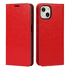 Custodia Portafoglio In Pelle Cover con Supporto L17 per Apple iPhone 14 Rosso