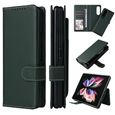 Custodia Portafoglio In Pelle Cover con Supporto L17Z per Samsung Galaxy Z Fold4 5G Verde