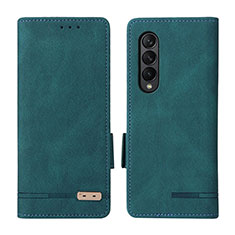 Custodia Portafoglio In Pelle Cover con Supporto L18Z per Samsung Galaxy Z Fold3 5G Verde