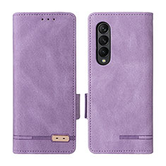 Custodia Portafoglio In Pelle Cover con Supporto L18Z per Samsung Galaxy Z Fold4 5G Lavanda