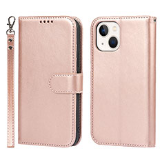 Custodia Portafoglio In Pelle Cover con Supporto L19 per Apple iPhone 14 Oro Rosa