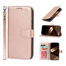 Custodia Portafoglio In Pelle Cover con Supporto L19 per Apple iPhone 14 Pro Oro Rosa