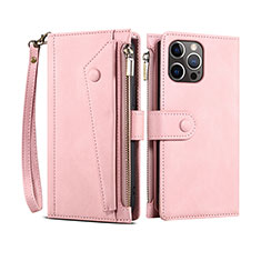 Custodia Portafoglio In Pelle Cover con Supporto L20 per Apple iPhone 14 Pro Oro Rosa
