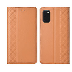 Custodia Portafoglio In Pelle Cover con Supporto L21 per Samsung Galaxy A41 Arancione