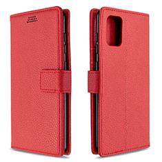 Custodia Portafoglio In Pelle Cover con Supporto L22 per Samsung Galaxy A71 5G Rosso