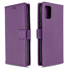 Custodia Portafoglio In Pelle Cover con Supporto L22 per Samsung Galaxy A71 5G Viola